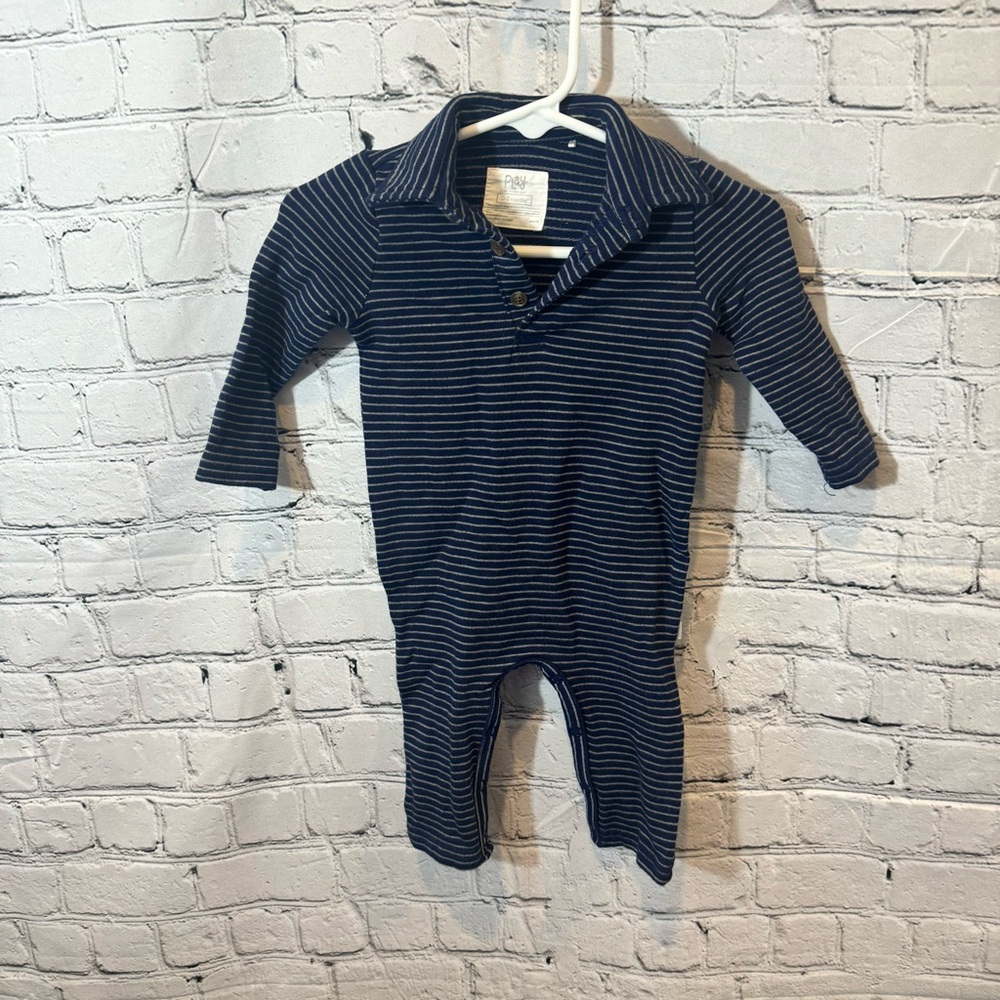 Little Sleepies Play Line Navy Striped Polo Romper
